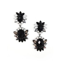 Obsidian Black Stone Burst Statement Earrings